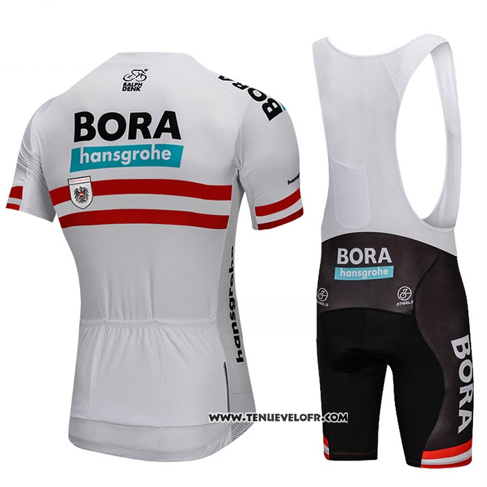 2018 Maillot Ciclismo Bora Champion L'autriche Blanc Manches Courtes et Cuissard